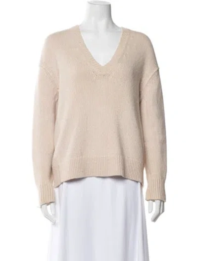 Pre-owned Inhabit Cashmere V-neck Sweater In Neutrals