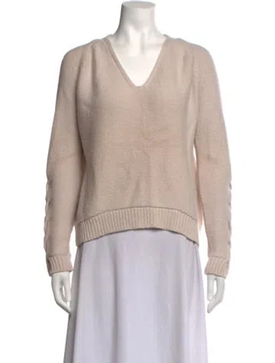 Pre-owned Inhabit Cashmere V-neck Sweater In Neutrals