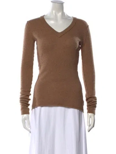 Pre-owned Inhabit Cashmere V-neck Sweater In Neutrals