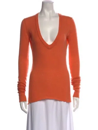 Pre-owned Inhabit Cashmere V-neck Sweater In Orange
