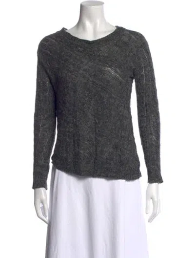 Pre-owned Inhabit Linen Crew Neck Sweater In Brown