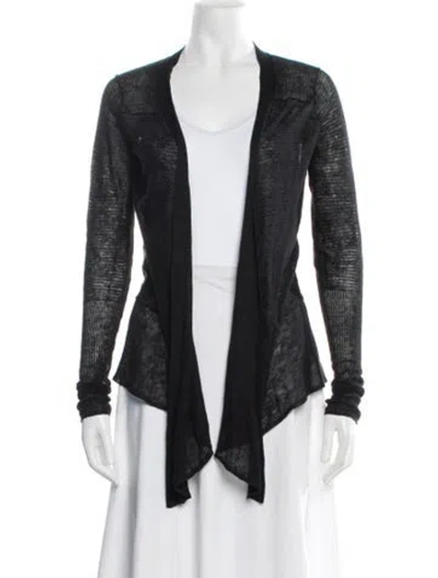 Pre-owned Inhabit Linen Open Front Sweater In Black