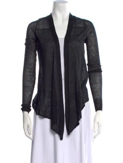 Pre-owned Inhabit Linen Open Front Sweater In Black