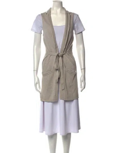 Pre-owned Inhabit Linen Open Front Sweater In Neutrals