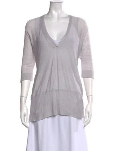 Pre-owned Inhabit Linen V-neck Sweater In Grey