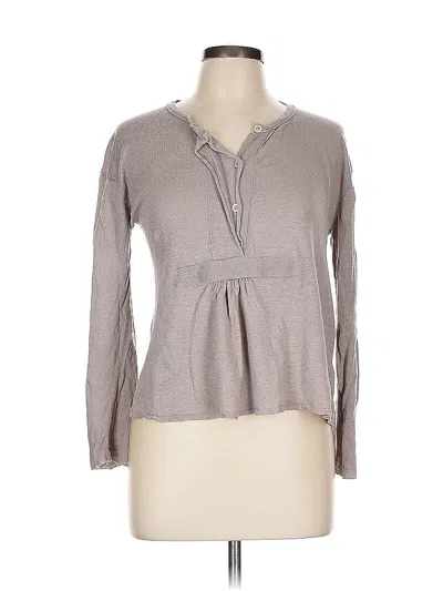 Pre-owned Inhabit Long Sleeve Top Gray Keyhole Neckline Tops