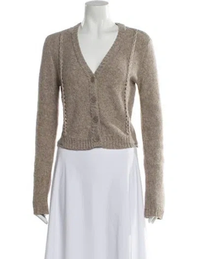 Pre-owned Inhabit Merino Wool Plunge Neckline Sweater In Neutral