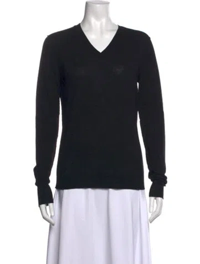 Pre-owned Inhabit Merino Wool V-neck Sweater In Black
