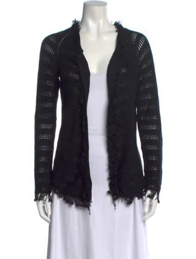 Pre-owned Inhabit Patterned Open Front Sweater In Black