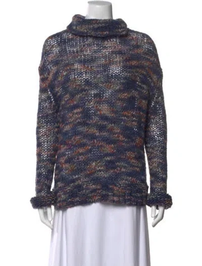 Pre-owned Inhabit Patterned Turtleneck Sweater In Blue/green/pink