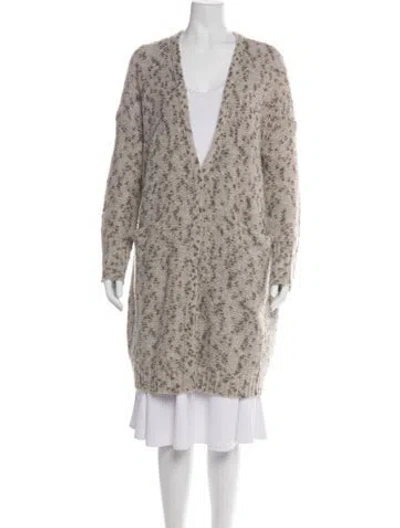Pre-owned Inhabit Patterned V-neck Sweater In Neutrals