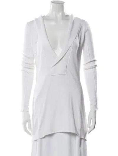 Pre-owned Inhabit Plunge Neckline Sweater In White