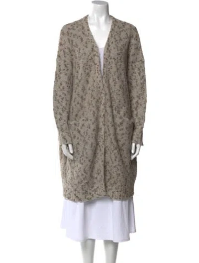 Pre-owned Inhabit Printed V-neck Sweater In Brown