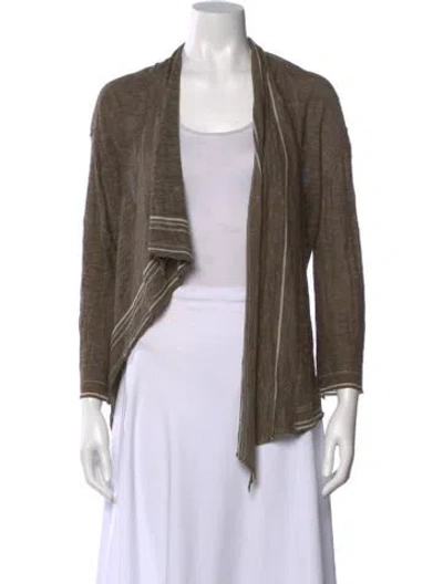 Pre-owned Inhabit Silk Open Front Sweater In Brown