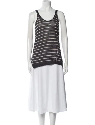 Pre-owned Inhabit Striped Scoop Neck Sweater In Gray