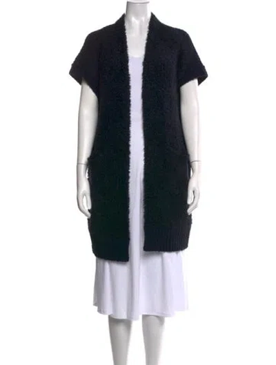 Pre-owned Inhabit Wool Open Front Sweater In Black