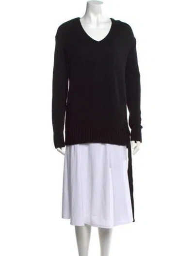 Pre-owned Inhabit Wool V-neck Sweater In Black