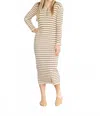 Inherit Clothing Company Cassie Knit Midi Dress In Tan Stripe In Nude