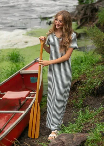 Inherit Clothing Company Jane Stripe T-shirt Maxi Dress In Teal In Animal Print