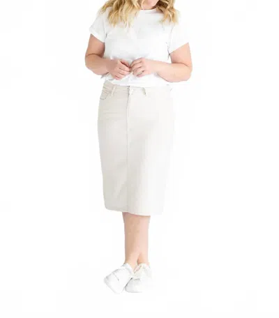 Inherit Clothing Company Remi Denim Midi Skirt In Cloud In White