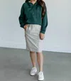INHERIT CLOTHING COMPANY WIND BREAKER HIGH RISE MIDI SKIRT IN TAUPE