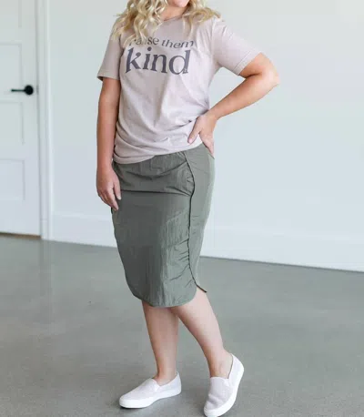 Inherit Clothing Company Wind Breaker Midi Skirt In Dusty Olive In Multi