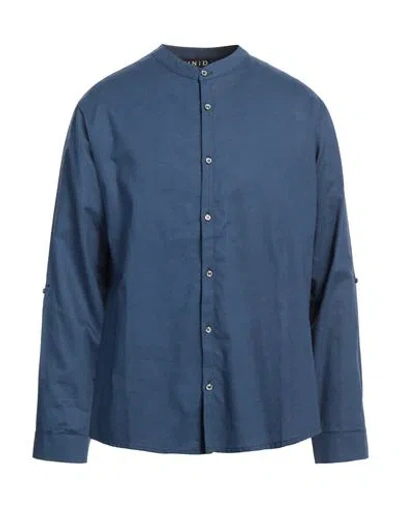 Inid Man Shirt Blue Size M Linen, Cotton