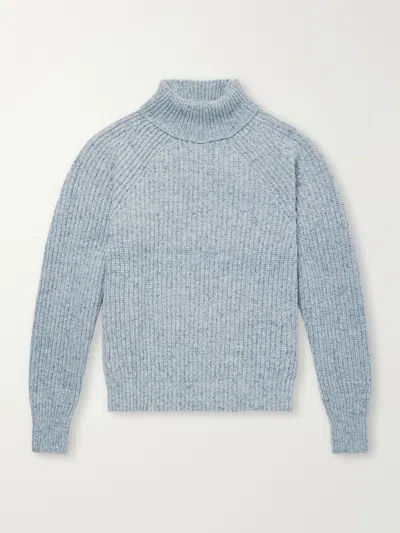 Inis Meain Boatbuilder Ribbed Cashmere Sweater In Blue