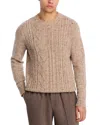 Inis Meain Cable Crewneck Sweater In Brown