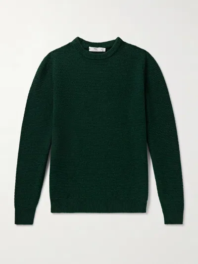 Inis Meain Caoladóir Basketweave Merino Wool And Cashmere-blend Sweater In Green