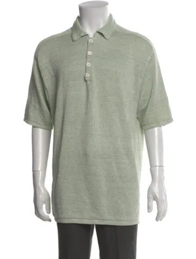 Pre-owned Inis Meain Collar Short Sleeve Polo Sweater In Green