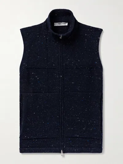Inis Meain Lifeline Merino Wool And Cashmere-blend Gilet In Black