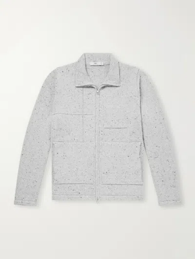 Inis Meain Lifeline Merino Wool And Cashmere-blend Zip-up Sweater In Multi