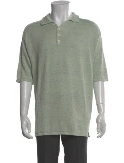 Pre-owned Inis Meain Linen Crew Neck Polo Shirt In Green