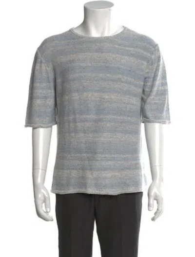 Pre-owned Inis Meain Linen Crew Neck T-shirt In Gray
