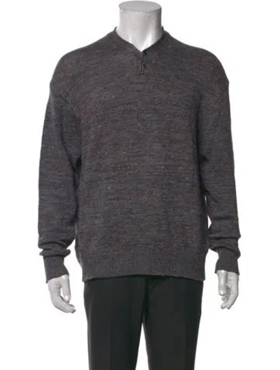 Pre-owned Inis Meain Linen Mock Neck Pullover In Grey