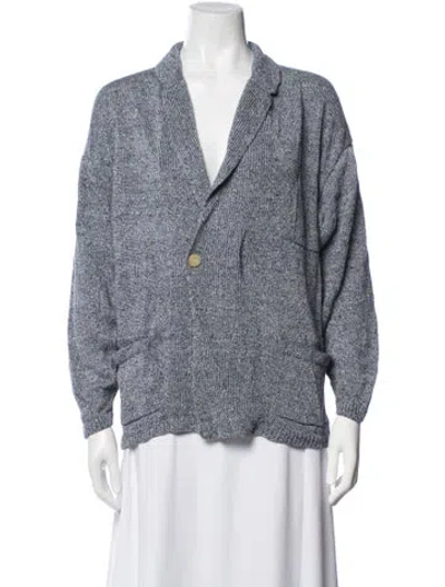 Pre-owned Inis Meain Linen Tweed Pattern Sweater In Blue