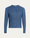 Inis Meain Men's Cashmere, Linen And Silk Cable Crewneck Sweater In Bluemarl