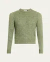 Inis Meain Men's Cashmere, Linen And Silk Cable Crewneck Sweater In Sagemarl