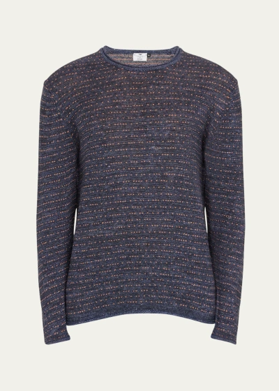 Inis Meain Men's Linen Knit Crewneck Sweater In Navy Mix