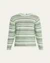 Inis Meain Men's Linen Multi-stripe Crewneck Sweater In Greene Mix