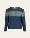 Inis Meain Men's Washed Linen Ombre Tunic Sweater In Navy Mix