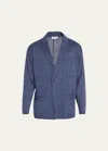Inis Meain Men's Wool-cashmere Relaxed Cardigan Jacket In Navy
