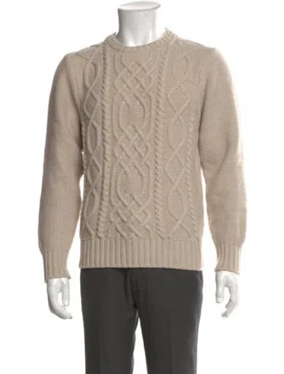 Pre-owned Inis Meain Merino Wool Crew Neck Pullover In Neutral