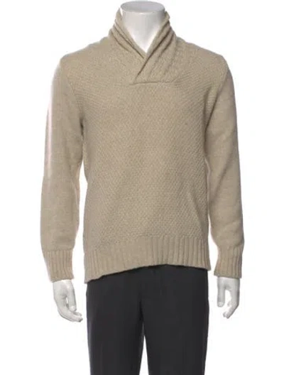 Pre-owned Inis Meain Merino Wool Mock Neck Pullover In Neutral