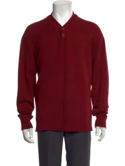 Pre-owned Inis Meain Merino Wool V-neck Pullover In Red