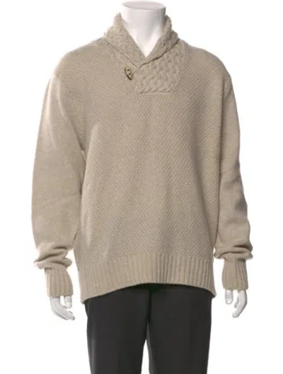 Pre-owned Inis Meain Merino Wool V-neck Pullover W/ Tags In Neutral