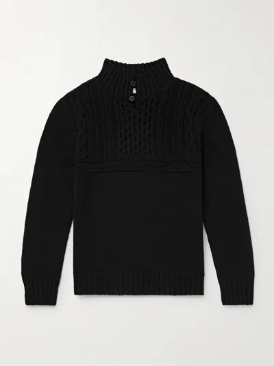 Inis Meain Máirtín Beag Galánta Merino Wool And Cashmere-blend Sweater In Black