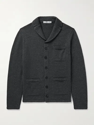 Inis Meain New Pub Jacket Wool And Linen-blend Cardigan In Gray