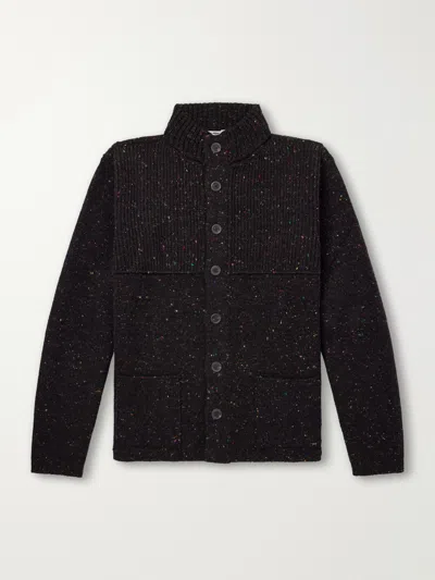 Inis Meain Storm Merino Wool And Cashmere-blend Cardigan In Brown